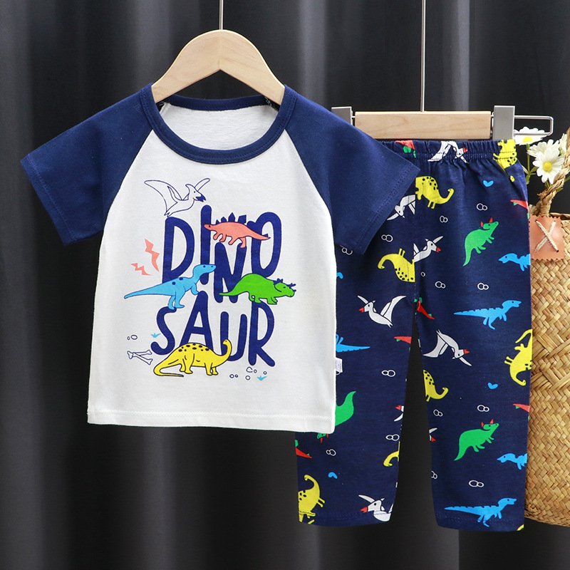 Kids Clothing Wholesale Children's Short Sleeve Summer Pure Cotton Kids Pajama Set Baby Boy Clothing Set