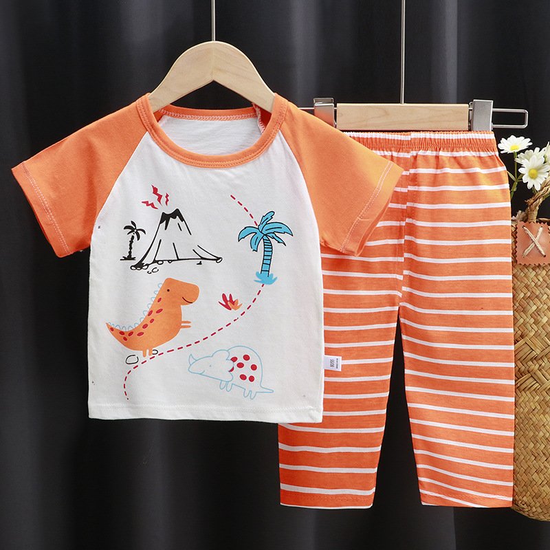 Kids Clothing Wholesale Children's Short Sleeve Summer Pure Cotton Kids Pajama Set Baby Boy Clothing Set