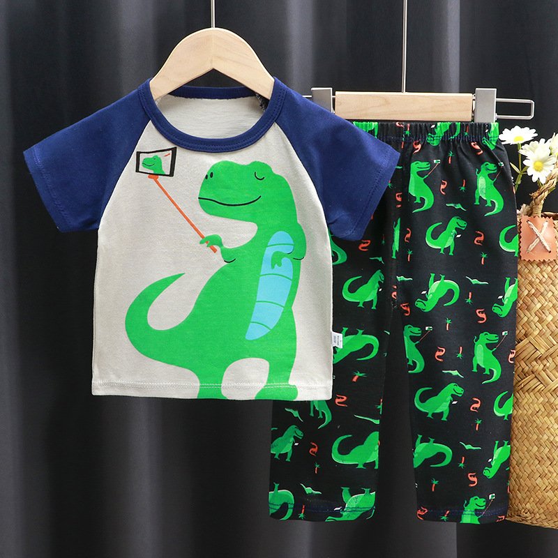 Kids Clothing Wholesale Children's Short Sleeve Summer Pure Cotton Kids Pajama Set Baby Boy Clothing Set
