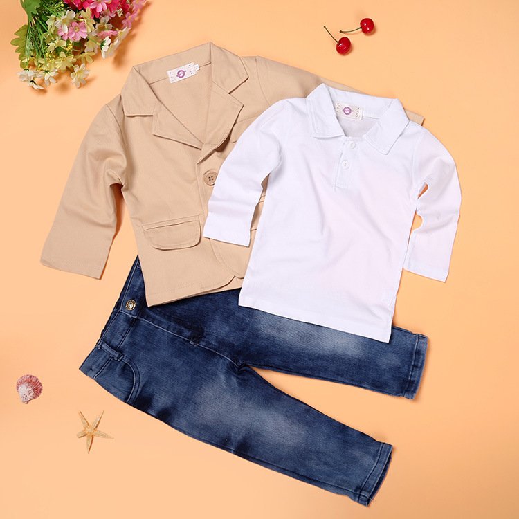 Children's suit for boys spring and autumn clothing western style children's small suit three-piece set
