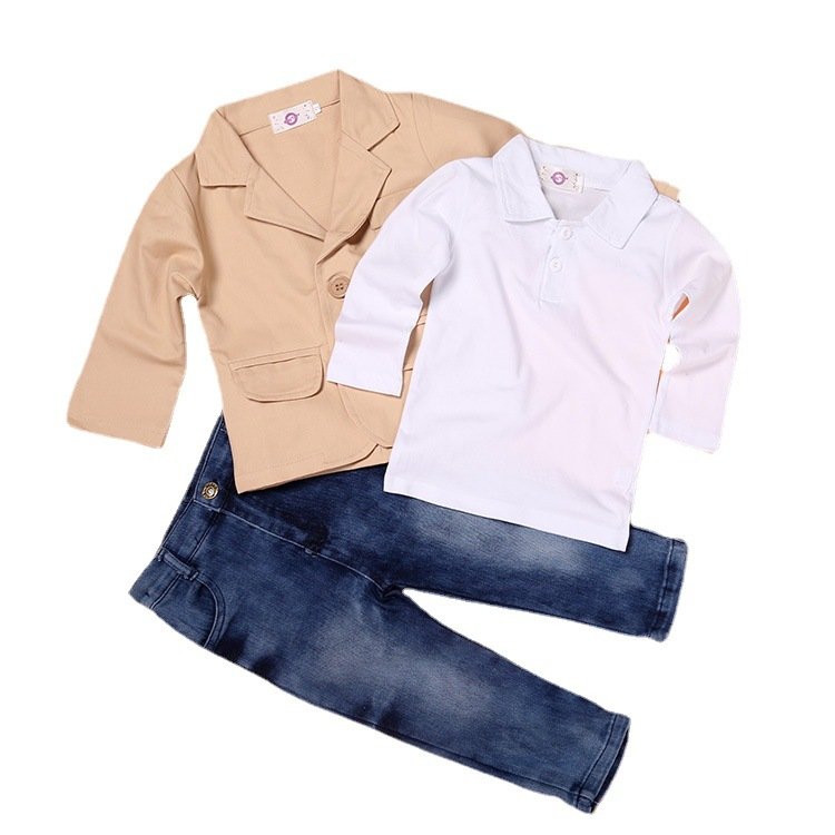 Children's suit for boys spring and autumn clothing western style children's small suit three-piece set