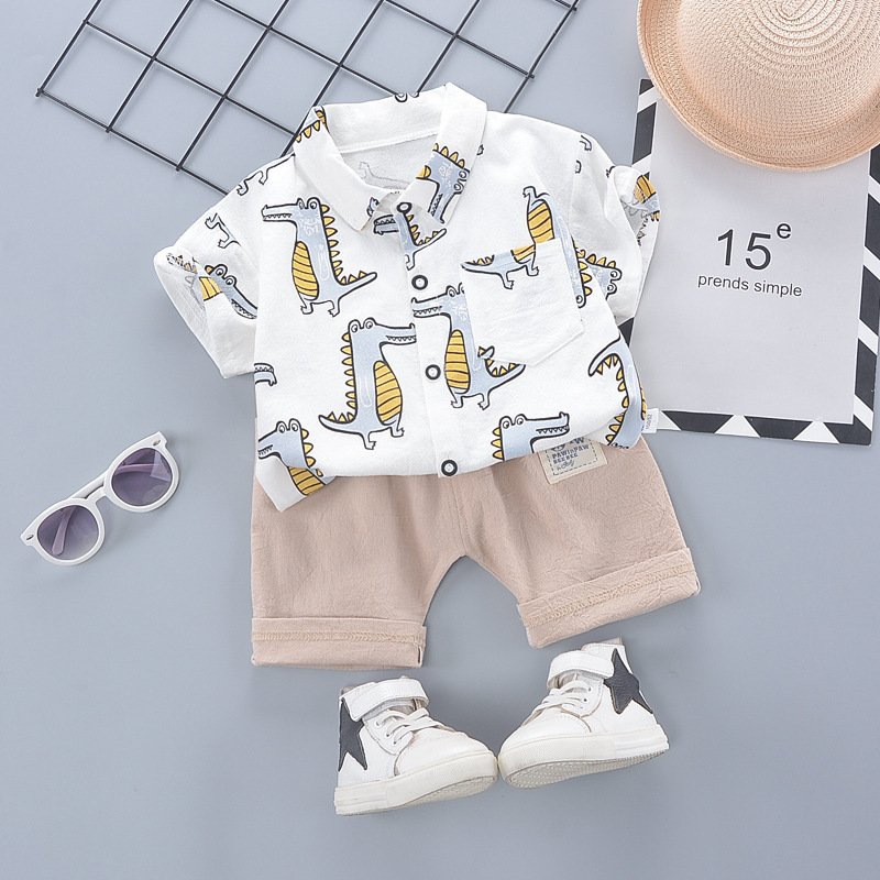 Fashion Summer 1-5 Years Kids Boy Short Sleeves Pants Casual Suits Boys Clothing Sets 3-4 years