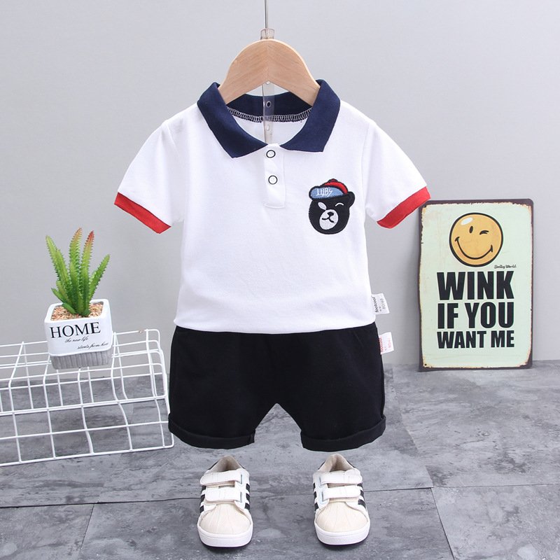 Fashion Summer 1-5 Years Kids Boy Short Sleeves Pants Casual Suits Boys Clothing Sets 3-4 years