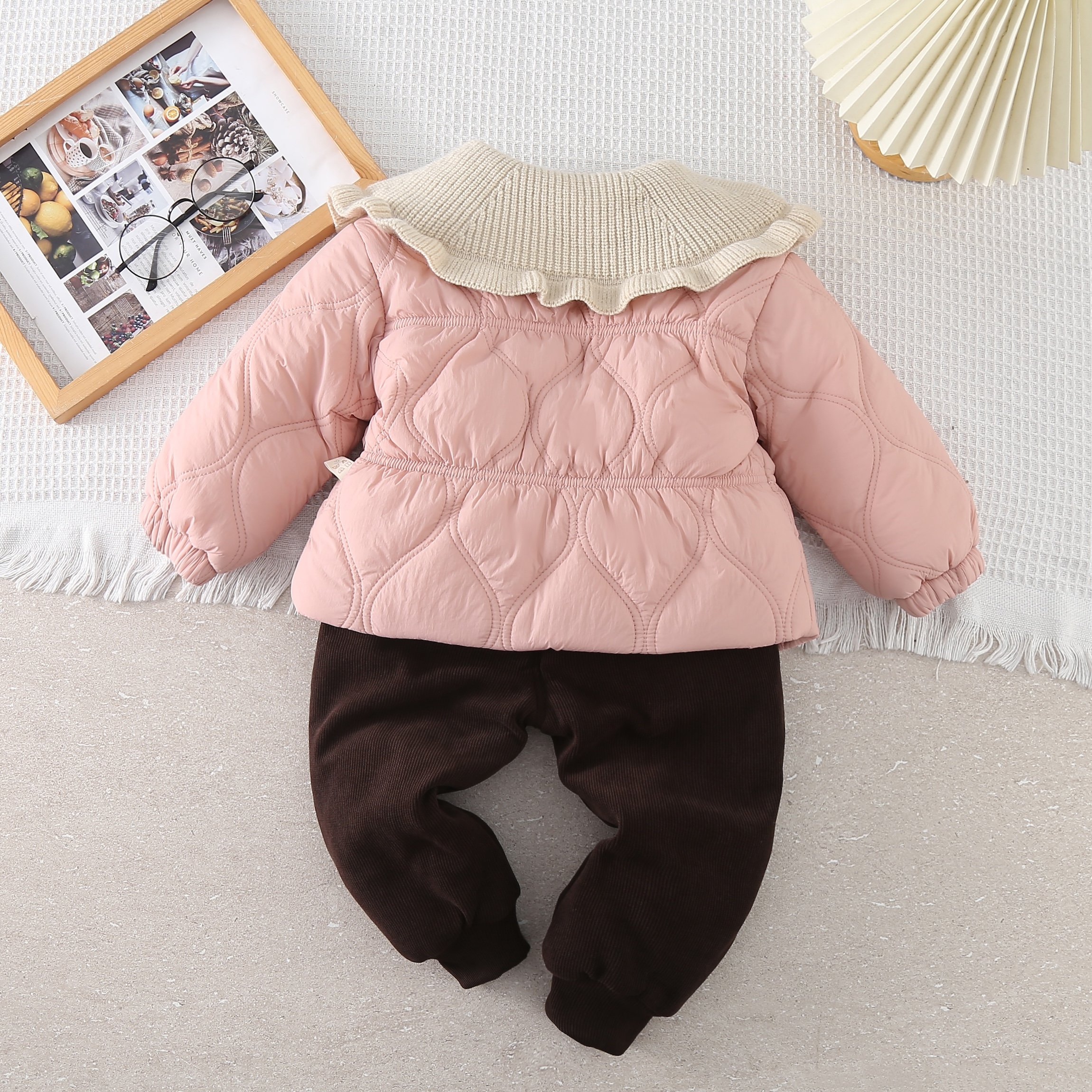 2024 Children's Winter Sweet Short Jacket Girls Thick Jacket Baby Girl Warm Cute Jacket Baby Girl Winter Three Piece Set