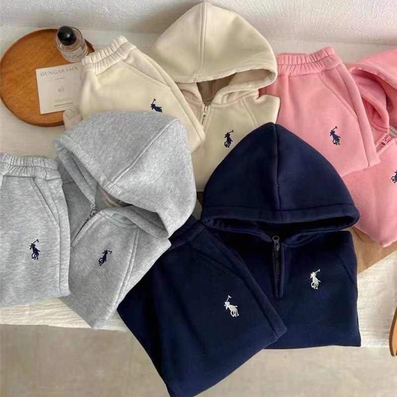Wholesale Baby Clothing Set Thick Plush Kids Hooded Top And Pants Set Solid Colors Long Sleeve Boys Clothing Sets