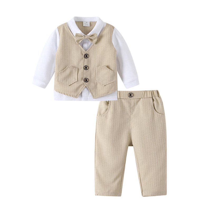 New Spring Boy Clothing Set Children Outfits White Long Sleeves Shirt and Pants Gentleman Two Pieces Clothing for Baby Boys