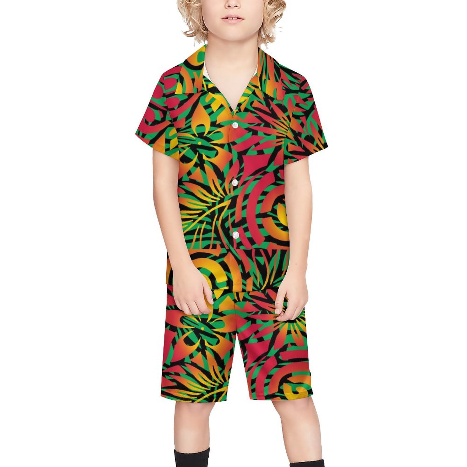 custom on demand island short sleeve shirt and shorts casual kids set designer high quality polynesian samoa tattoo boys clothes