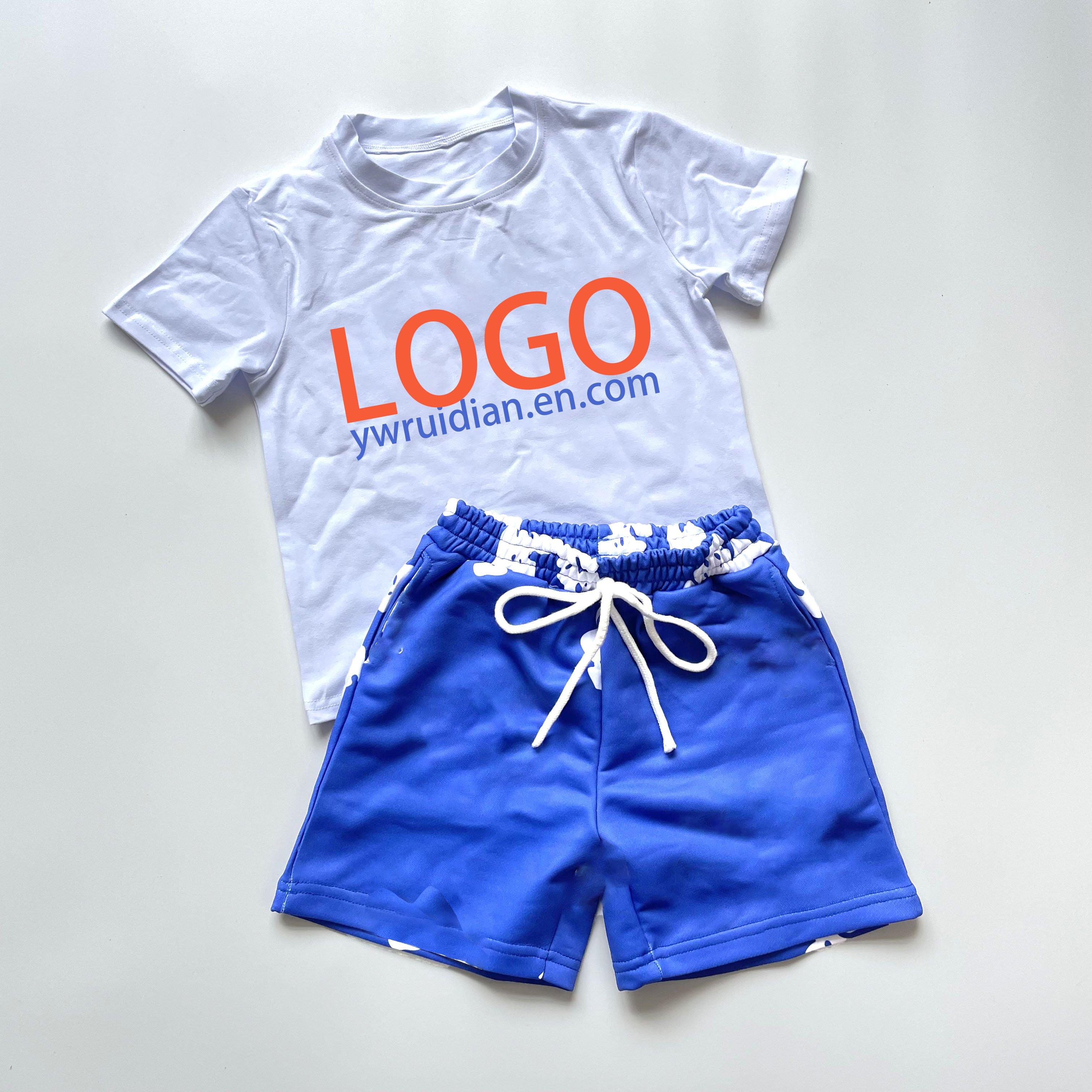 Ruidian Summer Trend Kids Clothing Designer Clothing Toddler Shorts Set Unisex Short Sleeve Two Piece Set Boys Girls Clothing