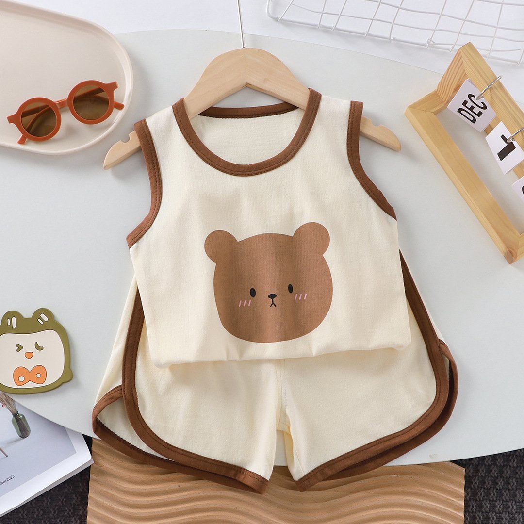 Toddler Summer Cotton Little Boy Sleeveless Vest Shorts Pants Babies And Kids Clothing Sets Children Outfit