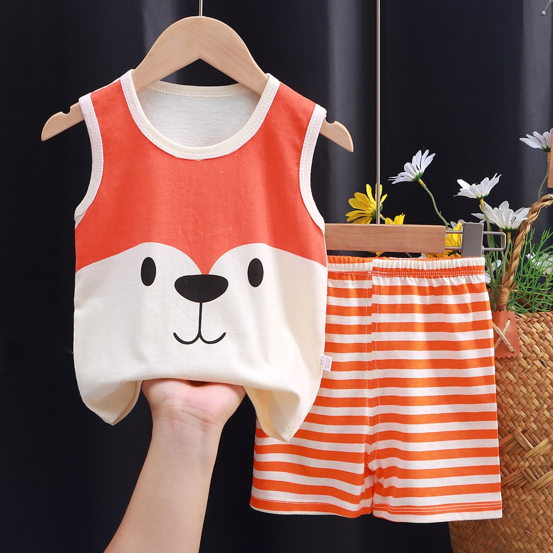 Toddler Summer Cotton Little Boy Sleeveless Vest Shorts Pants Babies And Kids Clothing Sets Children Outfit