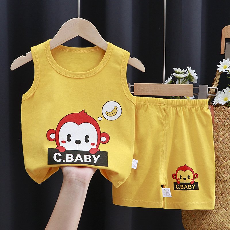 Toddler Summer Cotton Little Boy Sleeveless Vest Shorts Pants Babies And Kids Clothing Sets Children Outfit