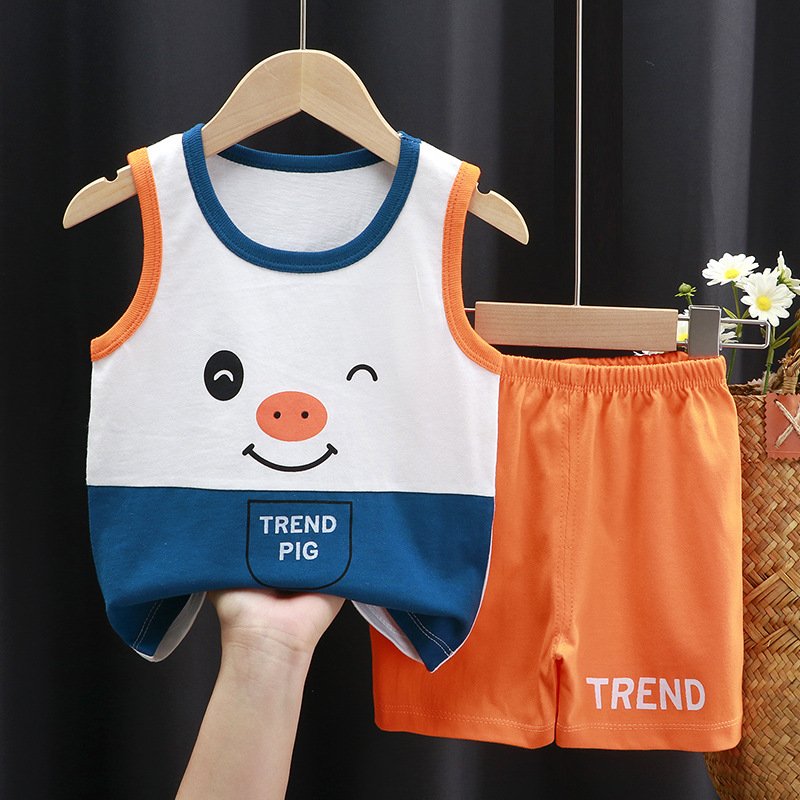 Toddler Summer Cotton Little Boy Sleeveless Vest Shorts Pants Babies And Kids Clothing Sets Children Outfit