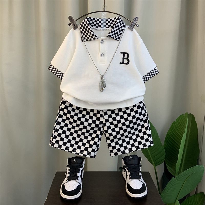 2024 RTS Hot Sale Summer 2pcs Cotton Polo Shirt+Shorts Casual Teenagers Boys Clothes Sets