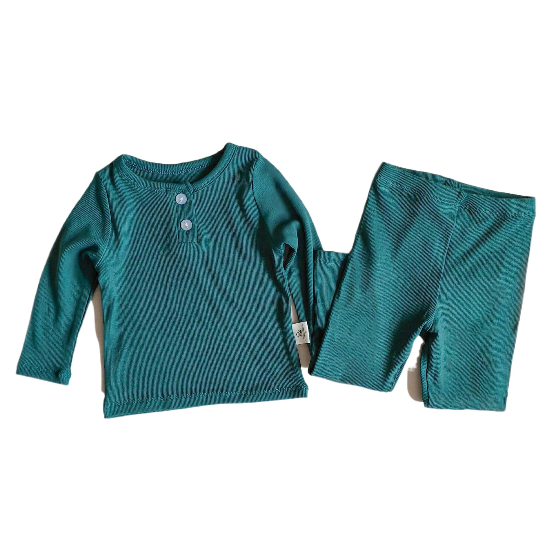 High Quality Pajamas Set Long Sleeve Ribbed Cotton Set Boys Girls High Waist Clothing Set Sleepwear Kids Clothes