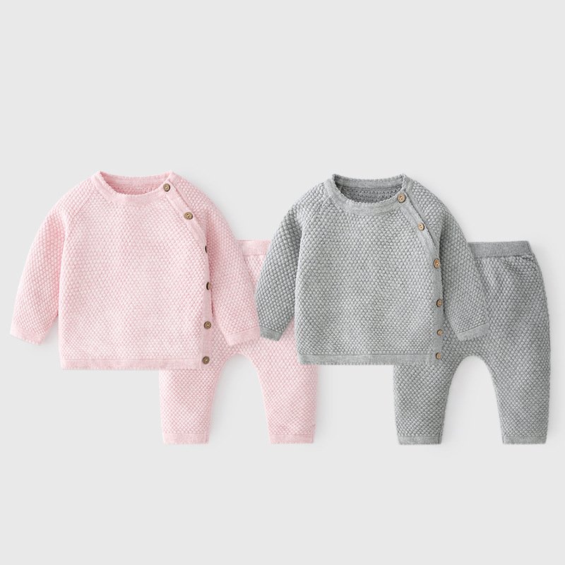 Spring Autumn New Baby Boy Girl Combed Cotton Warm Clothing Set Newborn Baby Clothes 2pcs Set