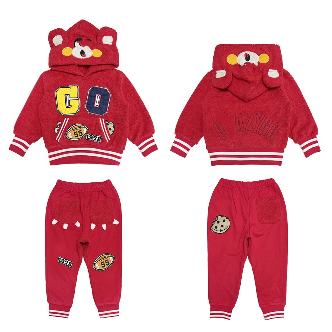 2024 New Fall Winter brand Kids Clothing Sequined Dinosaur Cartoon fleece Hoody Jogger Casual Boys Clothing Sets