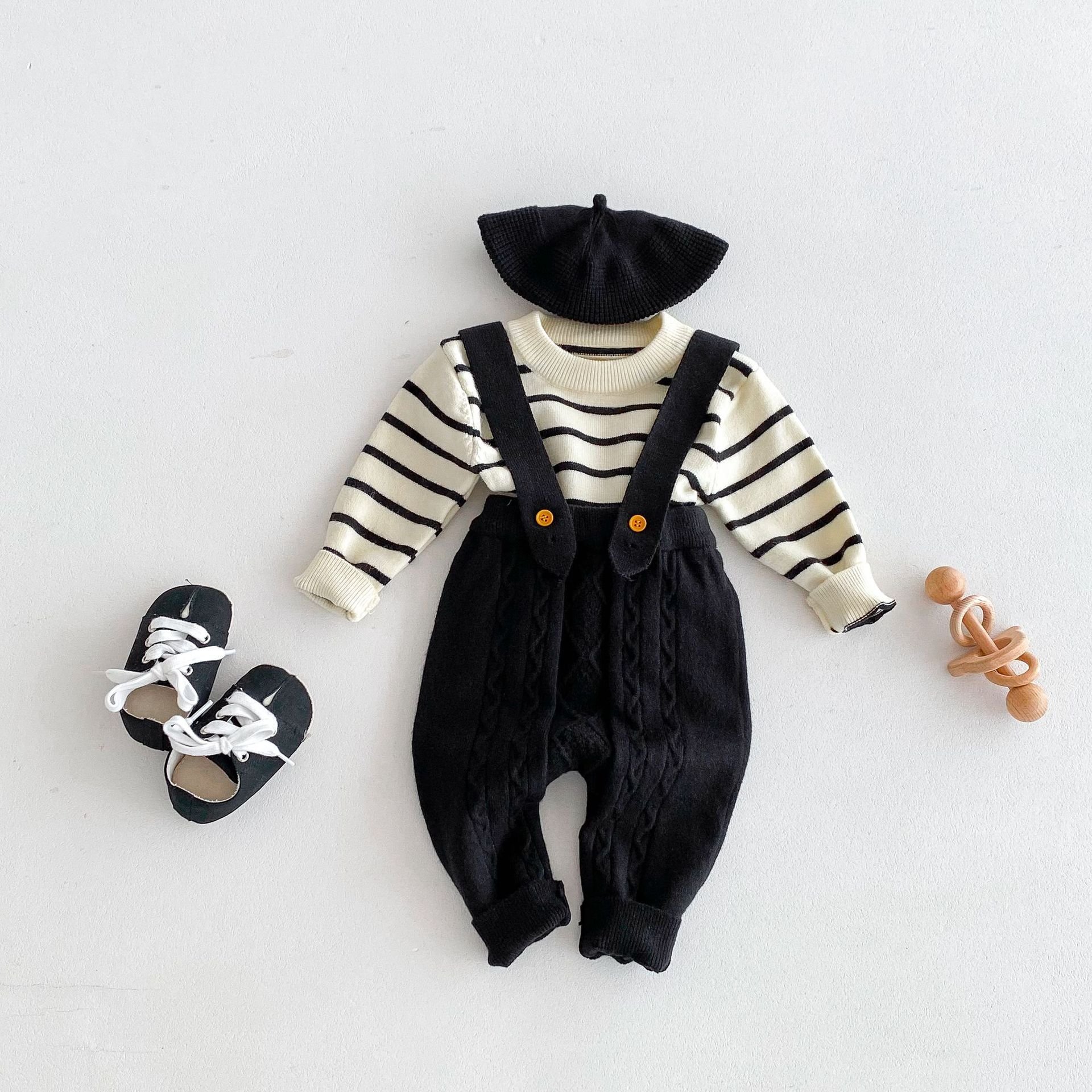 Spring Autumn Baby Clothes Set Girls Boys Long Sleeve Sweater Straps Pants Overall 2pcs Newborn Rompers Baby Clothing Sets