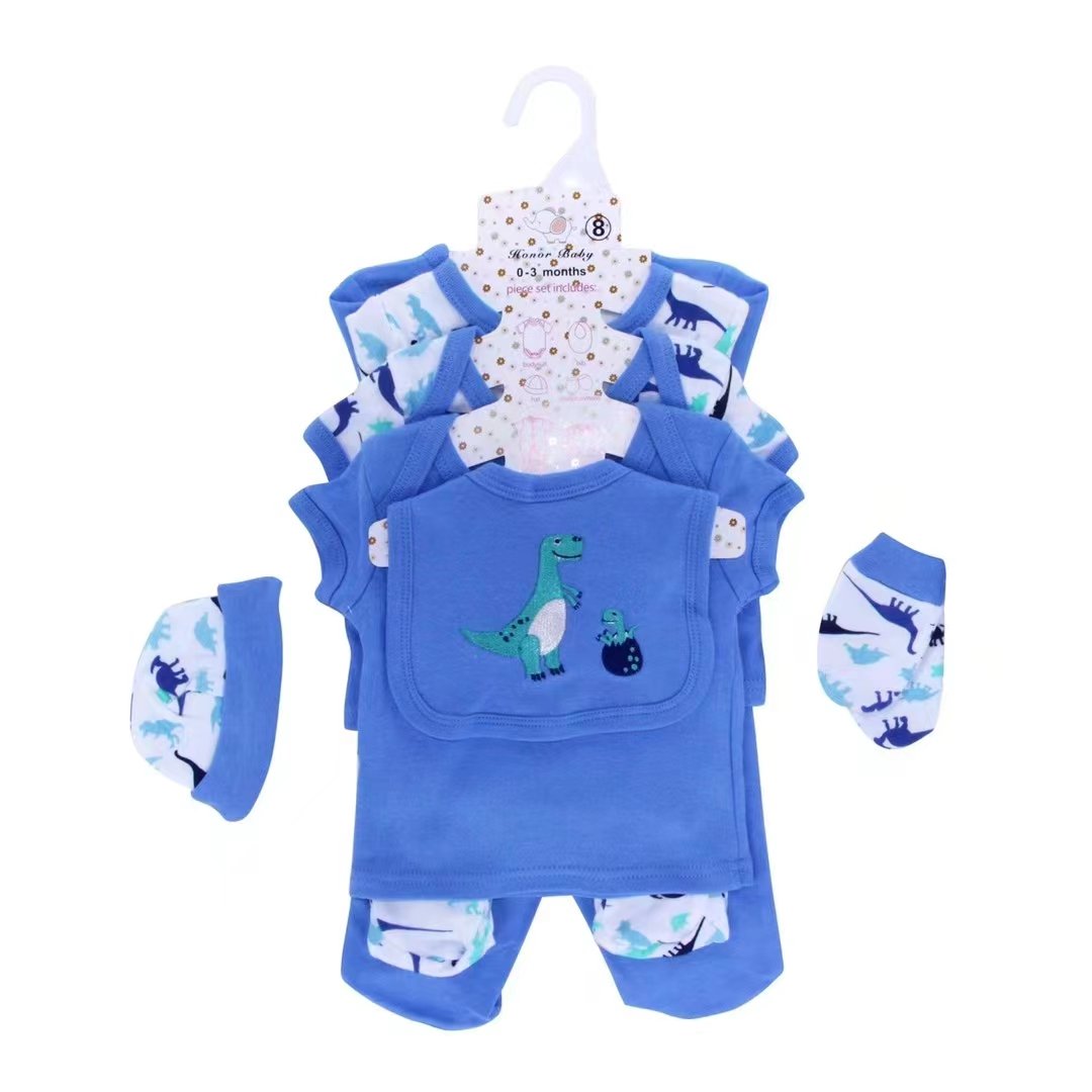 Hot Sale Baby Girls Clothes Full Sleeve Jumpsuit Baby Rompers+pants 8pcs Baby Newborn Girls Boys Set