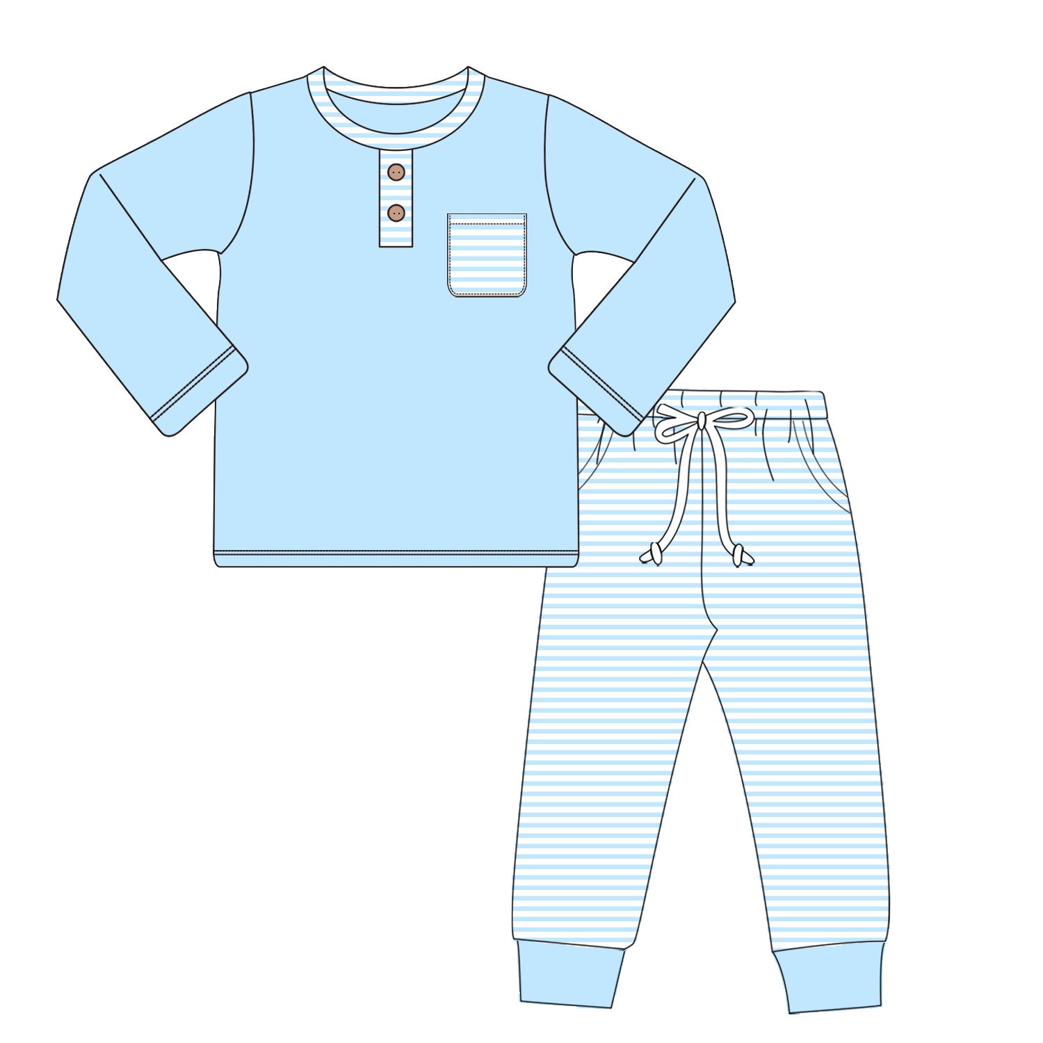 Boyis New designs factory hot sales customized boutique simple navy stripe long sleeve boys sets