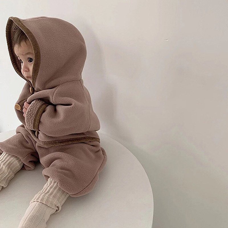 Korean style fashion wholesale winter warm fleece Newborn Baby Boy Clothes Cardigan+pants Toddler Baby Clothes Set