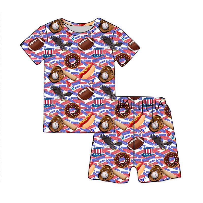 Custom Summer Boys Shorts Comfortable and Breathable Casual Fashion Style Clothing 2 Pieces Set for Kids