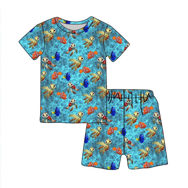Custom Summer Boys Shorts Comfortable and Breathable Casual Fashion Style Clothing 2 Pieces Set for Kids