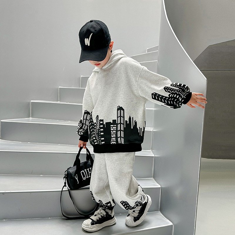 Wholesale Autumn and Winter Children Clothes Boys Handsome Sweatshirt Sets Kids Thicken Clothing Children Fashion Two-Piece Sets