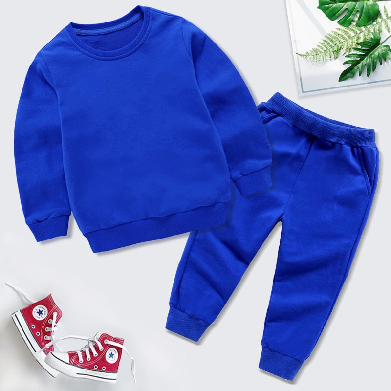 Conyson Custom Logo Wholesale Factory Price Kids Tracksuit Boy Girls Solid Color Sweatsuit Sport Baby Cotton Kids Clothing set