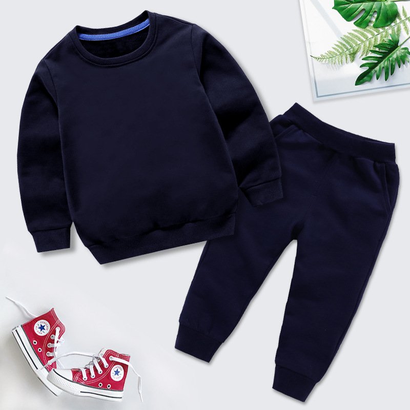 Conyson Custom Logo Wholesale Factory Price Kids Tracksuit Boy Girls Solid Color Sweatsuit Sport Baby Cotton Kids Clothing set