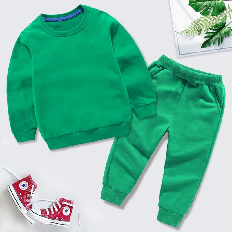 Conyson Custom Logo Wholesale Factory Price Kids Tracksuit Boy Girls Solid Color Sweatsuit Sport Baby Cotton Kids Clothing set