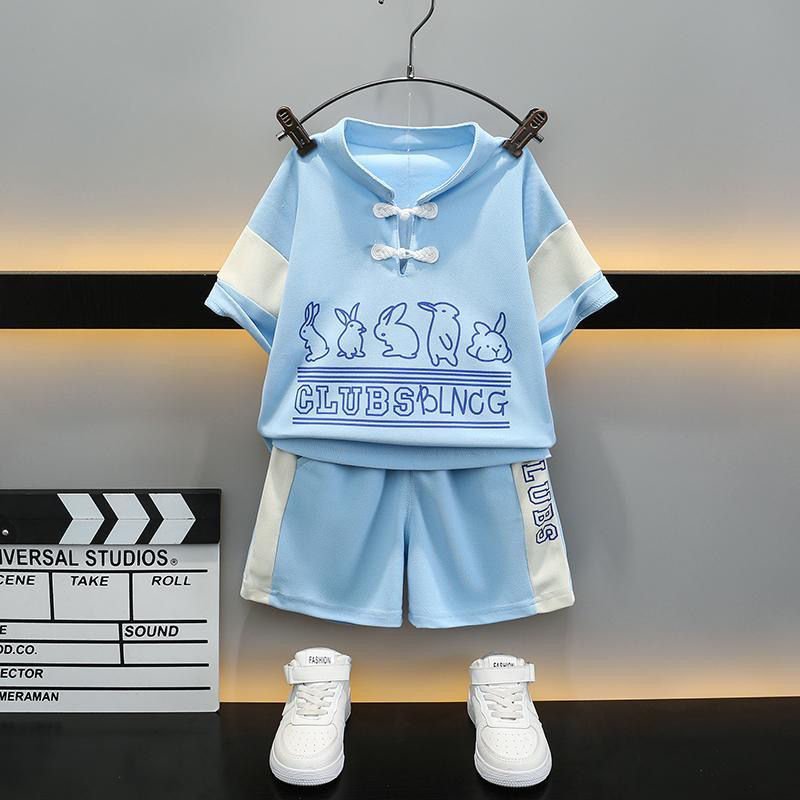 Wholesale children's clothing suits 2-7 years old casual clothes boys clothes printed T-shirt shorts cotton children's suits