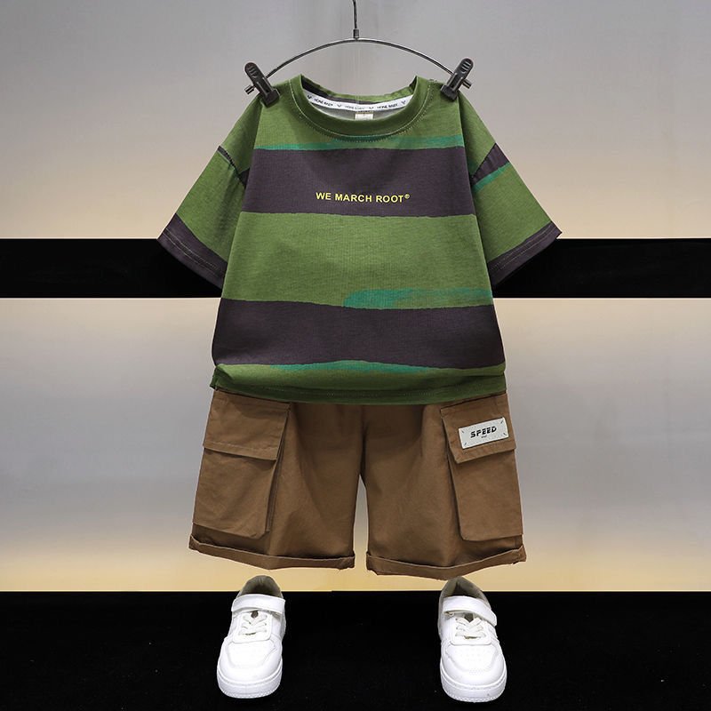 Wholesale children's clothing suits 2-7 years old casual clothes boys clothes printed T-shirt shorts cotton children's suits