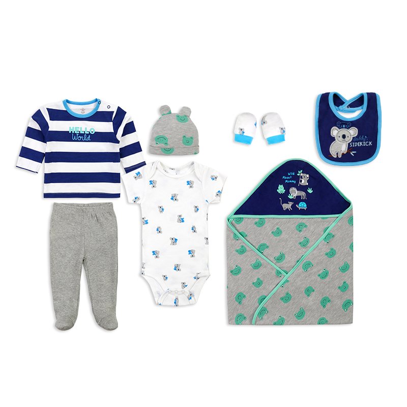 New born baby clothes sets romper trousers baby bibs towel hat hug quilt Boys Girls Outfits 7-piece set baby clothes clothing
