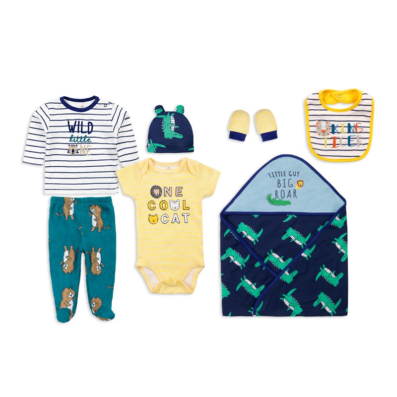 New born baby clothes sets romper trousers baby bibs towel hat hug quilt Boys Girls Outfits 7-piece set baby clothes clothing