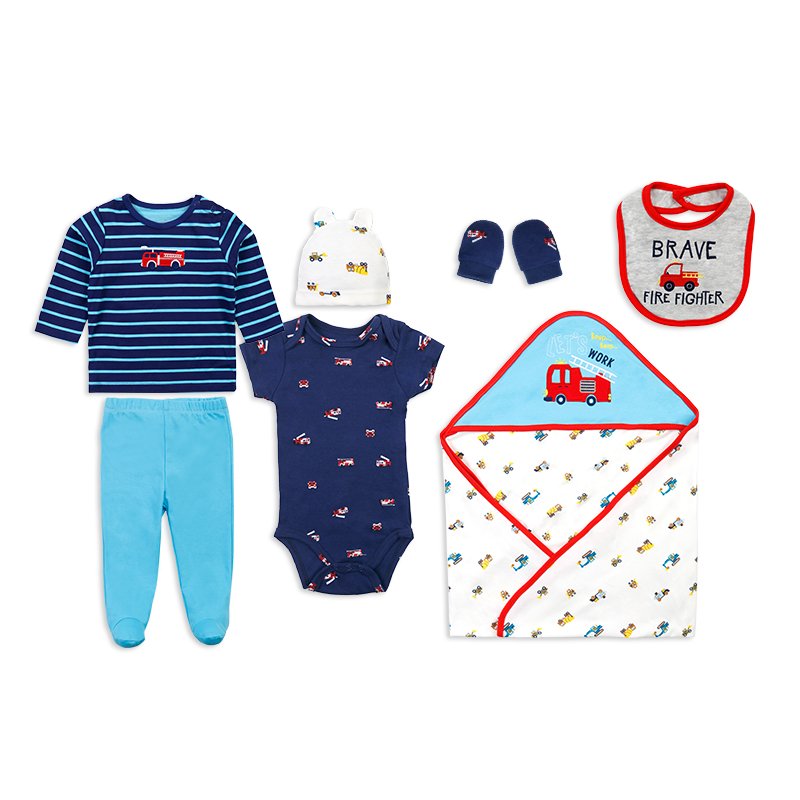 New born baby clothes sets romper trousers baby bibs towel hat hug quilt Boys Girls Outfits 7-piece set baby clothes clothing