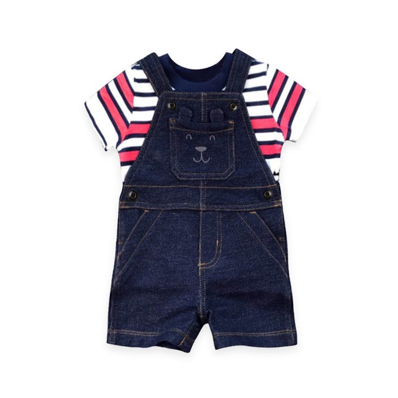 2023 summer Baby Boys Girls Baby Clothes Set Short Sleeve +overalls Clothes Set Newborn Baby wear Boys Clothing
