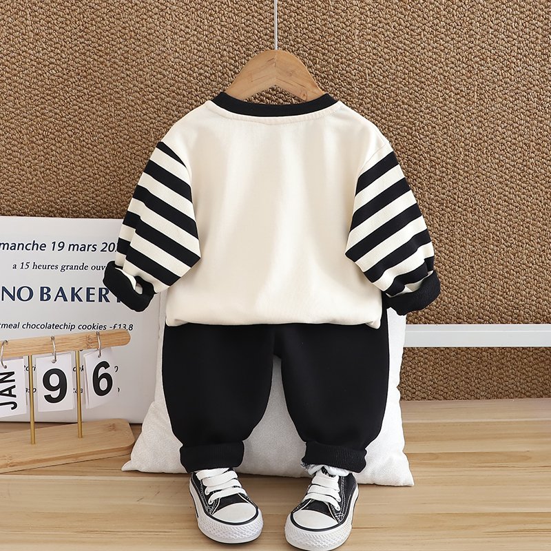 2024 Autumn/Winter Boys Clothing Set Soft Shell Cute Cartoon 3D Patterned Panda Warm Two-Piece Hoodie with Long Sleeve Children