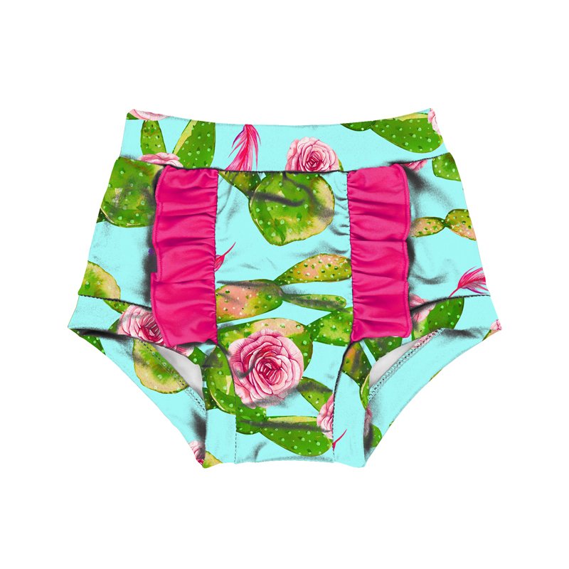Direct Sale Girls Sunflower and Cactus Pattern Cute Two Ruffle Summer Baby Shorts