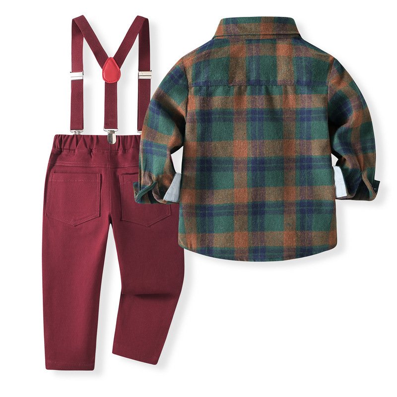 New Arrivals Boy Clothing Sets Charming Plaid Gentleman Set Perfect for Festive Occasions Baby Boy Christmas Clothes