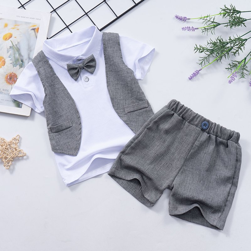 2022 The new Lattice grain hot toddler boy clothes for kids 1-5 years low price boy shorts for kid children t shirts suit