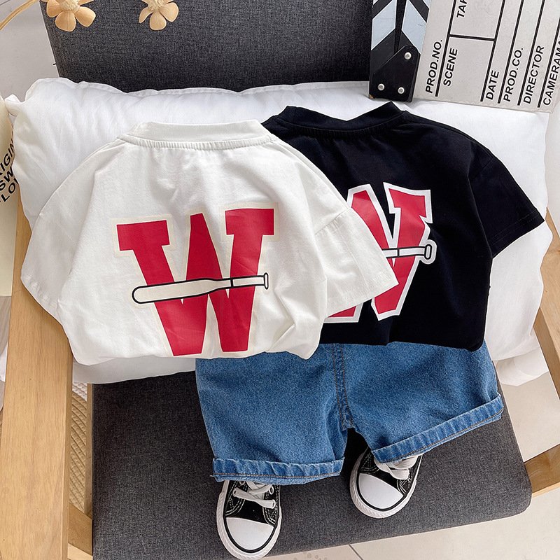 Children's Clothing Set Summer Boys' Baby Short Sleeve baseball bat T-shirt Shorts jeans girls kids Leisure Sports pants Set