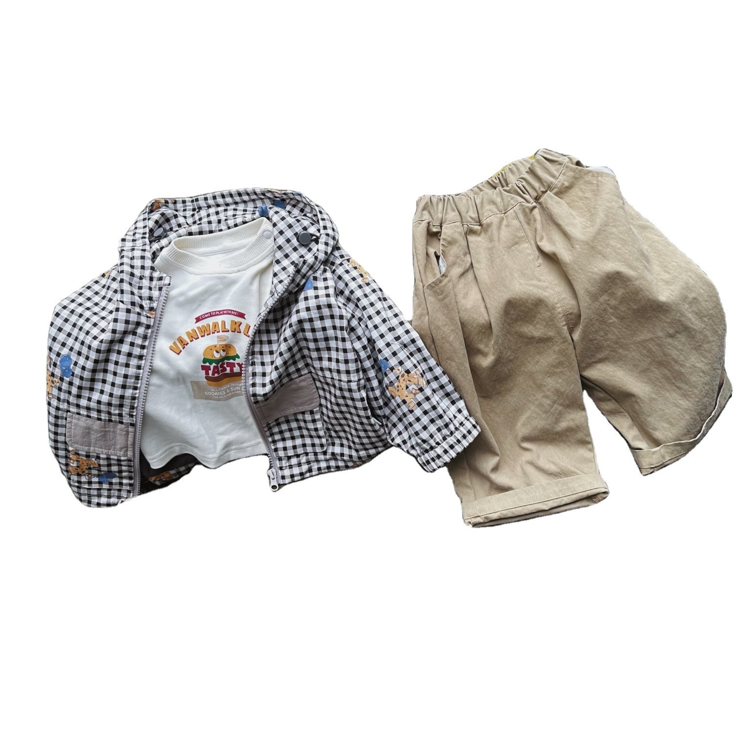 New Baby Boys Clothing Set Hooded Jacket Shirt Pants Three Piece Set Spring and Autumn Clothes for Kids