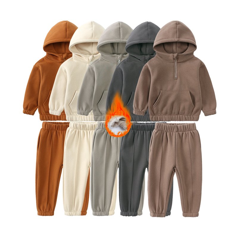 OEM wholesale children cotton winter sweatsuit kids clothes pullover hoodie boys clothing sets