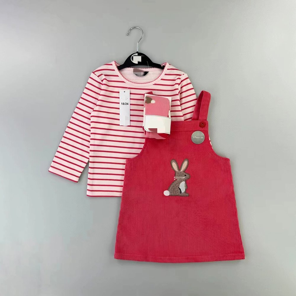 Autumn High Quality New Born Baby Girls Clothes Long Sleeve Top+Jeans Overalls+Sock 3pcs Sets Fall Wholesale