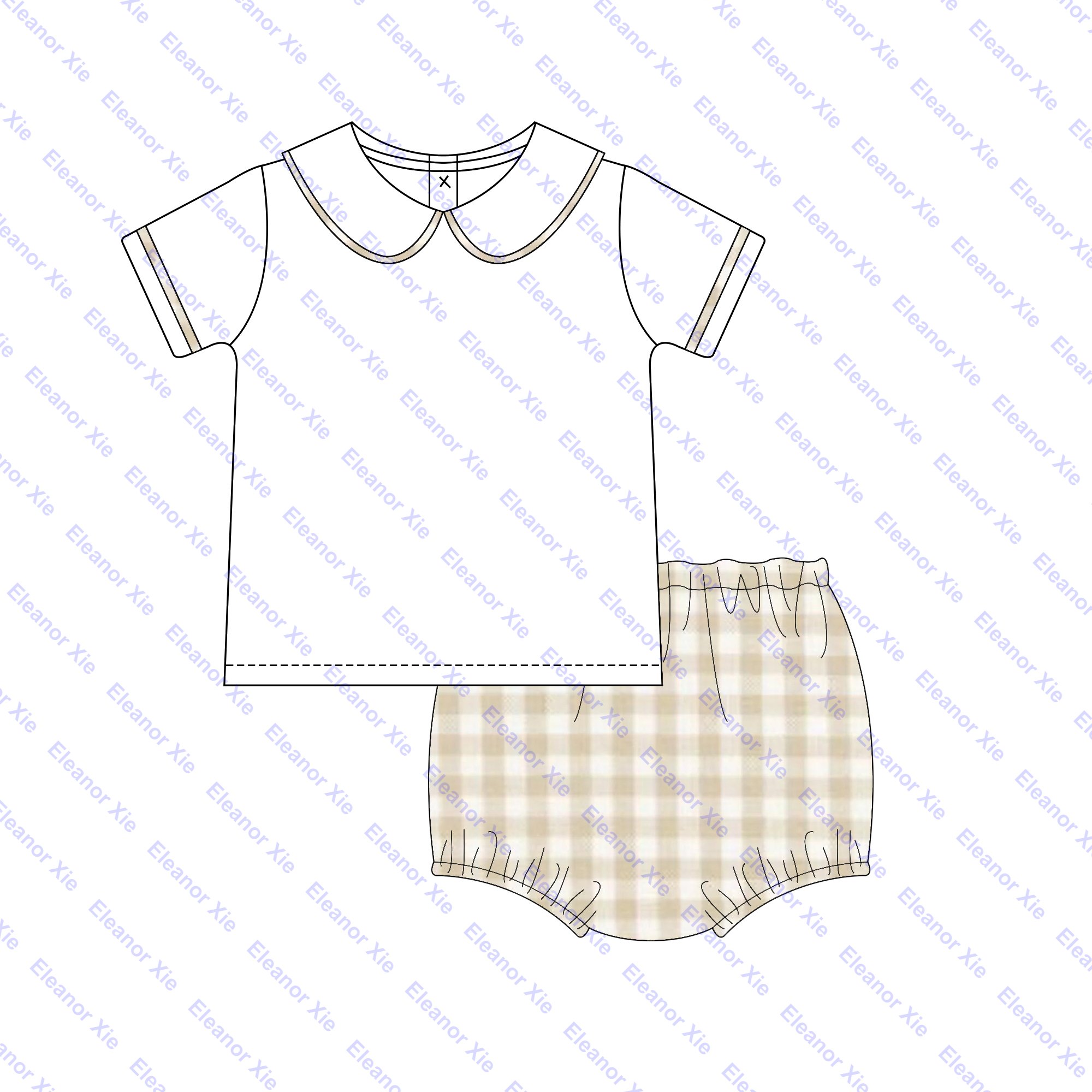 2024 monogram baby clothes boys peter pan collar short sleeve shirt bloomer set summer cotton toddler boys clothing set