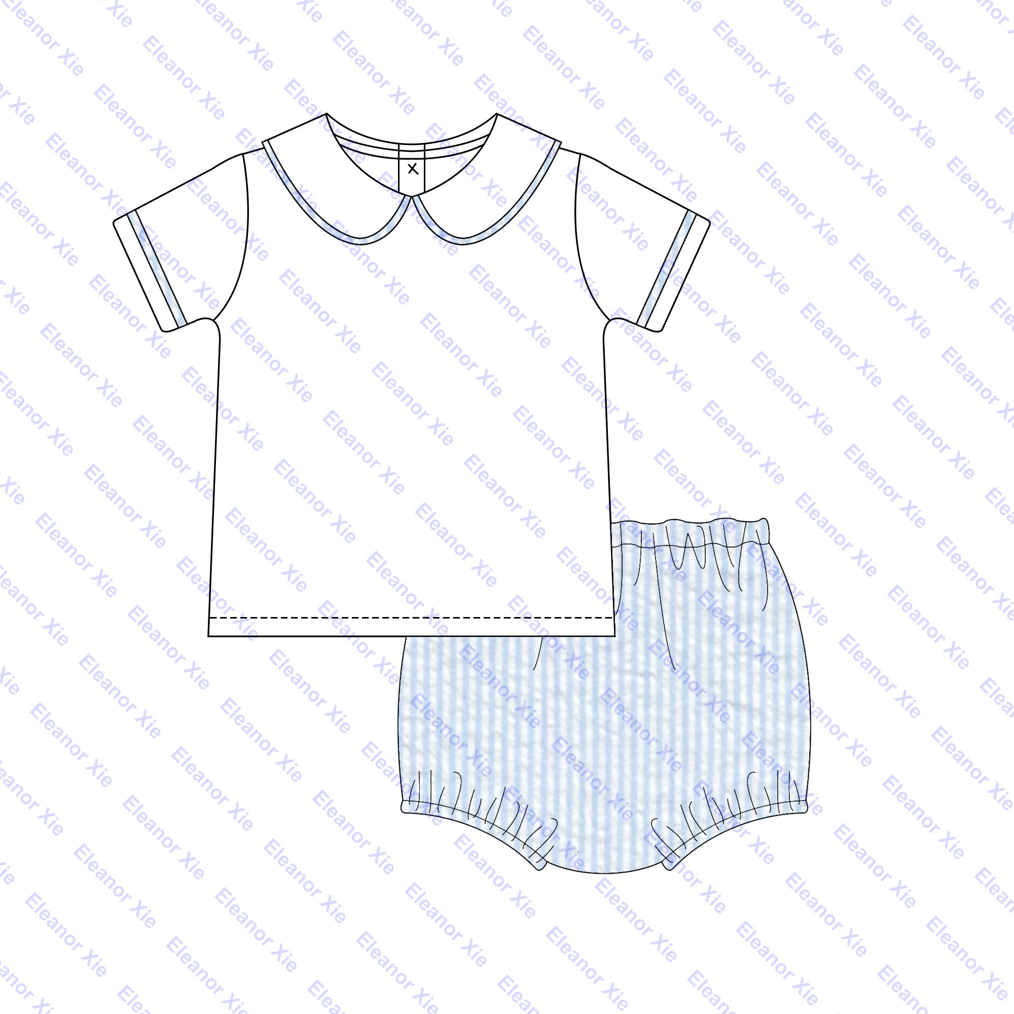 2024 monogram baby clothes boys peter pan collar short sleeve shirt bloomer set summer cotton toddler boys clothing set