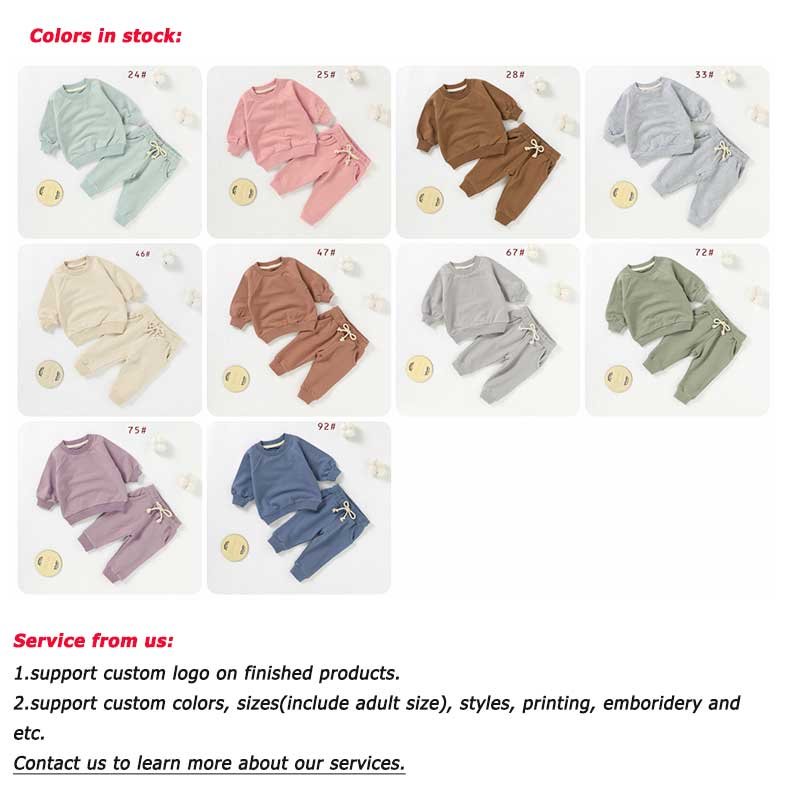 Wholesale French Terry Long Sleeve Top And Pants Set Organic Cotton Baby Sweater Suit