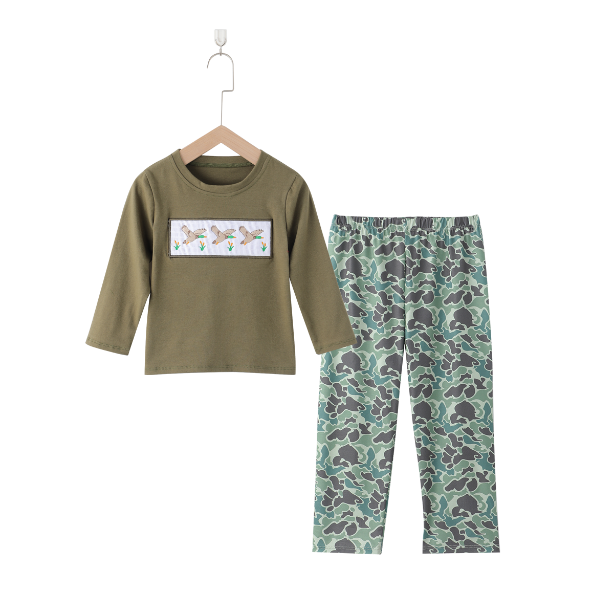 Customizable smocked camo pattern wholesale baby clothes baby boy clothes for all season from Puresun