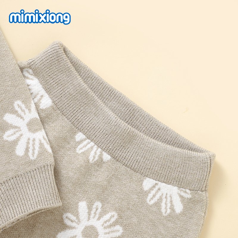 New style mimixiong soft knitted lovely flower pattern newborn baby sweaters and pants clothes wear clothing 2pcs sets