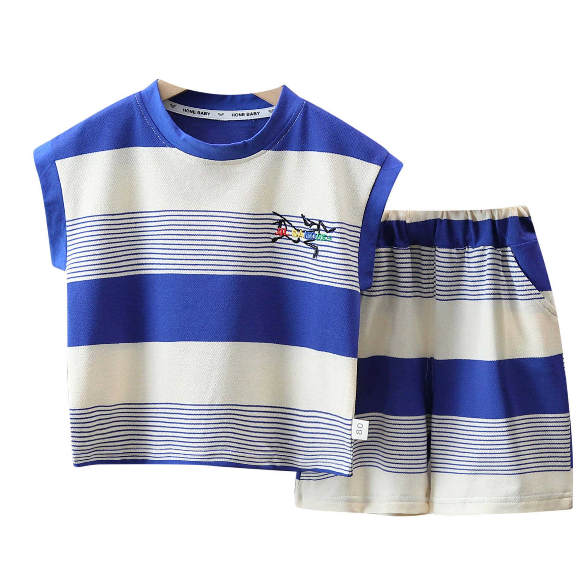 New Children's Stripe Sleeveless Set Children's Summer Boys' Korean Shorts Tank Top Set